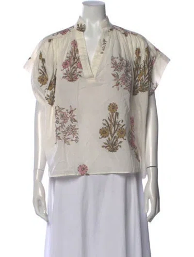 Pre-owned Vanessa Bruno Floral Print V-neck Blouse In Neutral