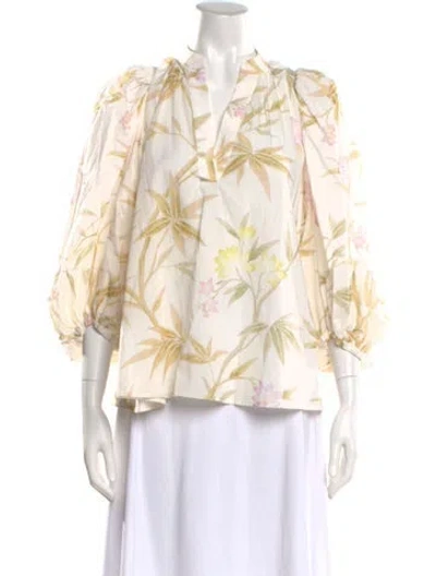 Pre-owned Vanessa Bruno Floral Print V-neck Blouse In Neutral