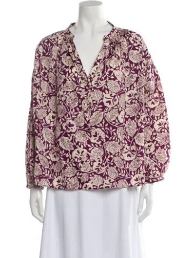 Pre-owned Vanessa Bruno Floral Print V-neck Blouse In Pink