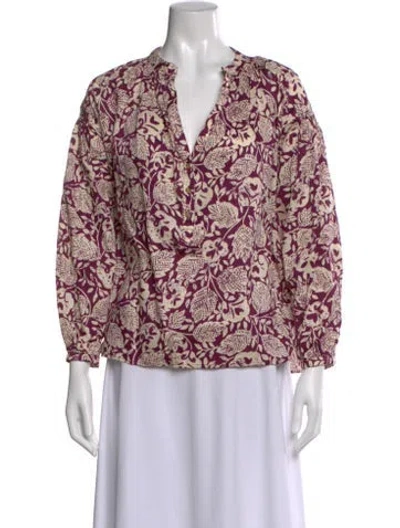 Pre-owned Vanessa Bruno Floral Print V-neck Blouse W/ Tags In Multi