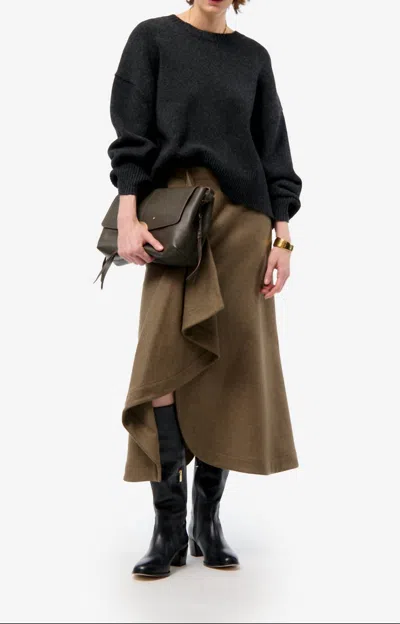 Vanessa Bruno Florida Midi Skirt In Khaki In Multi