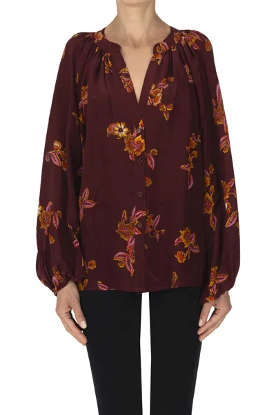 Vanessa Bruno Flower Print Shirt In Bordeaux
