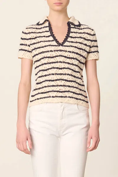 Vanessa Bruno Gillis Polo In Ecru/marine In Multi