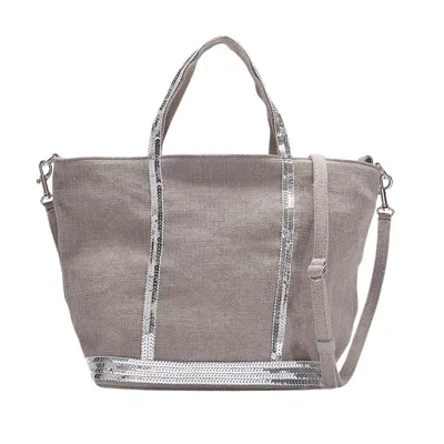 Vanessa Bruno Grey Linen/sequins Blend Petit Cabas Tote