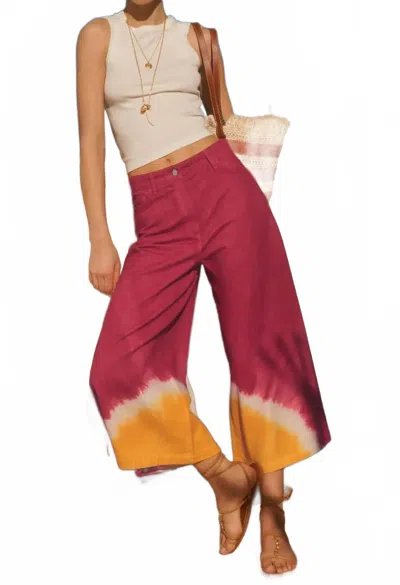 Vanessa Bruno Guaji Wide Leg Pants In Red/ Yellow In Multi
