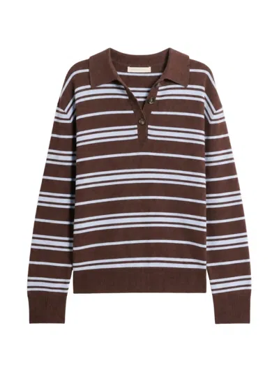 Vanessa Bruno Hadrien Striped Polo-shirt In Brown