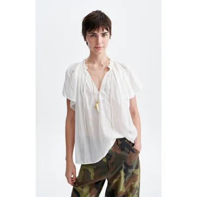 Vanessa Bruno Halisson Gathered Tie-neck Blouse In Ecru