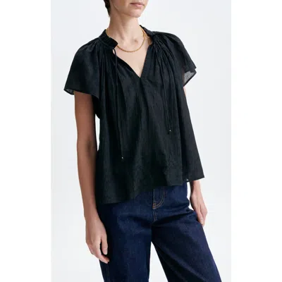 Vanessa Bruno Halisson Gathered Tie-neck Blouse In Noir