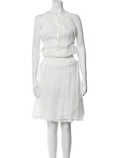 Pre-owned Vanessa Bruno Halterneck Knee-length Dress In White