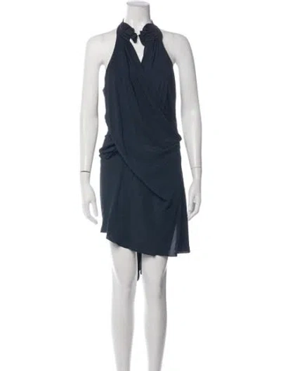 Pre-owned Vanessa Bruno Halterneck Mini Dress In Blue
