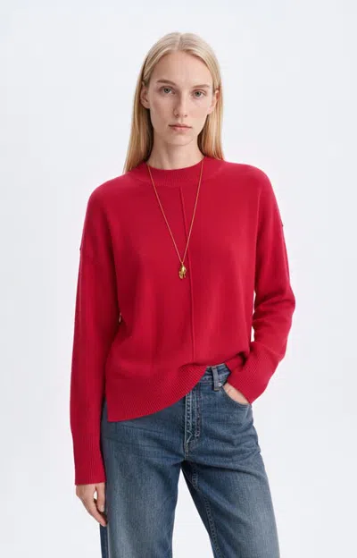Vanessa Bruno Hatis Central Seam Merino Sweater In Framboise