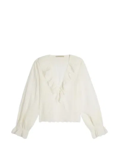 Vanessa Bruno Helea Ruffled-collar Embroidered Blouse In White