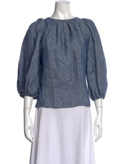 Pre-owned Vanessa Bruno Hemp Crew Neck Blouse In Blue