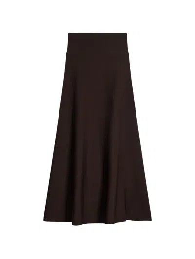 Vanessa Bruno Hidaya Ribbed-knit Midi Skirt In Brown