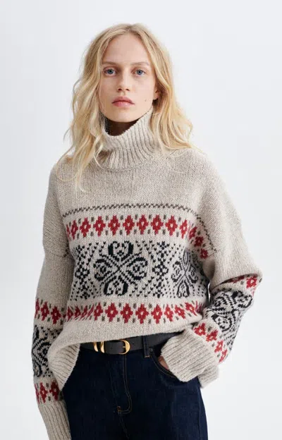 Vanessa Bruno Hugette Cropped Roll Neck Knit Jumper In Avoine