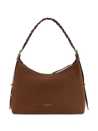 Vanessa Bruno Jess Suede Shoulder Bag In Brown
