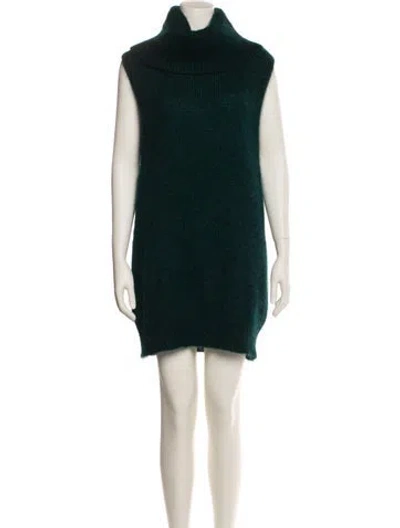 Pre-owned Vanessa Bruno Kid Mohair Mini Dress In Blue