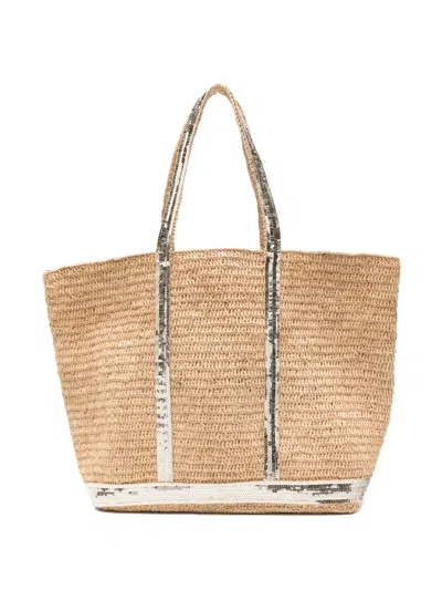 Vanessa Bruno L Raffia Sequin Tote Bag In Nude