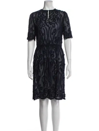 Pre-owned Vanessa Bruno Lace Pattern Knee-length Dress In Blue