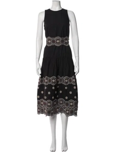 Pre-owned Vanessa Bruno Lace Pattern Long Dress In Black