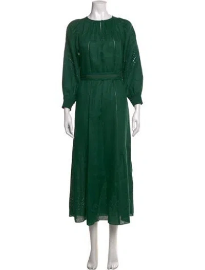 Pre-owned Vanessa Bruno Lace Pattern Midi Length Dress In Green