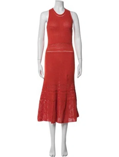 Pre-owned Vanessa Bruno Lace Pattern Midi Length Dress In Orange