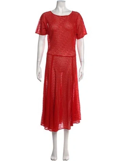 Pre-owned Vanessa Bruno Lace Pattern Midi Length Dress In Orange/red