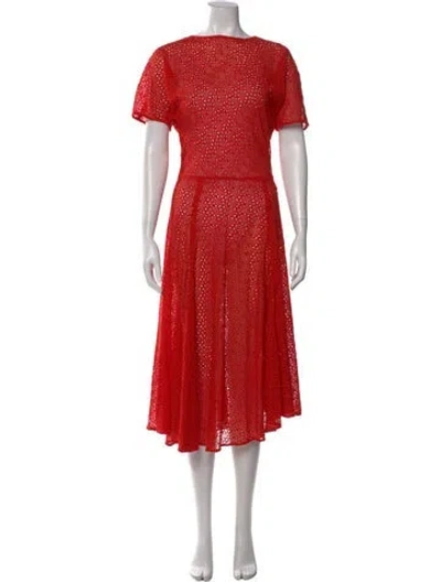 Pre-owned Vanessa Bruno Lace Pattern Midi Length Dress In Red