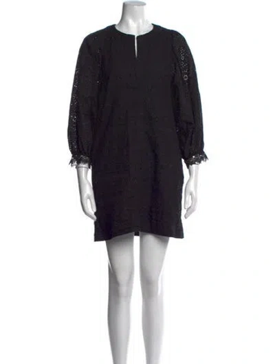 Pre-owned Vanessa Bruno Lace Pattern Mini Dress In Black