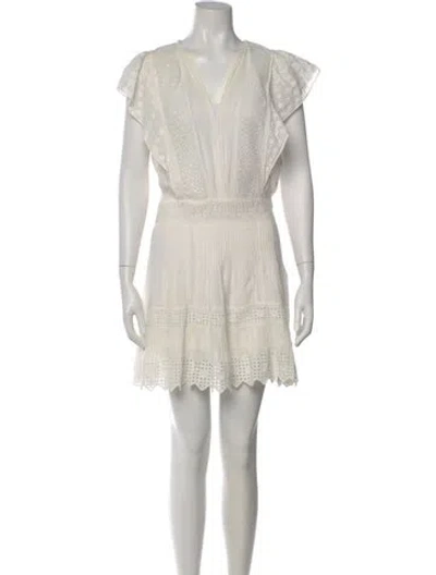 Pre-owned Vanessa Bruno Lace Pattern Mini Dress In White