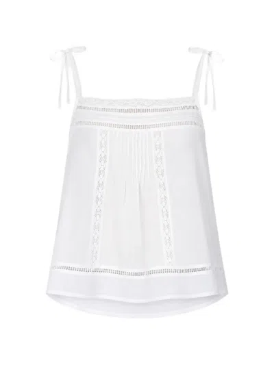 Vanessa Bruno Lace-trim Tie-strap Top In White