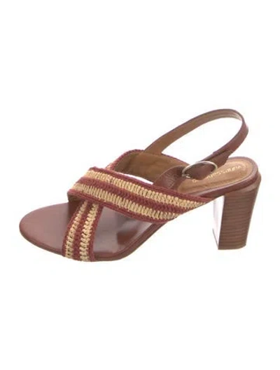 Pre-owned Vanessa Bruno Leather Animal Print Slingback Sandals In Brown