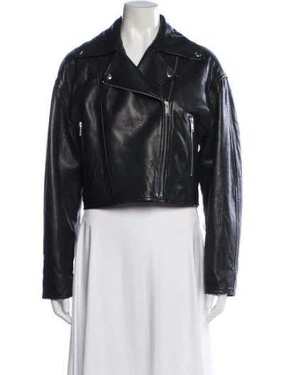 Pre-owned Vanessa Bruno Leather Biker Jacket In Black/neutrals
