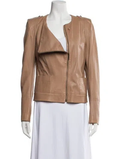 Pre-owned Vanessa Bruno Leather Biker Jacket In Brown/neutrals
