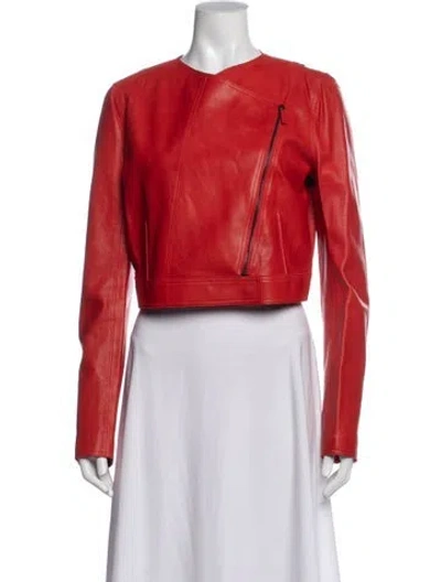 Pre-owned Vanessa Bruno Leather Biker Jacket In Orange