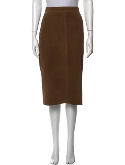 Pre-owned Vanessa Bruno Leather Knee-length Skirt In Neutral