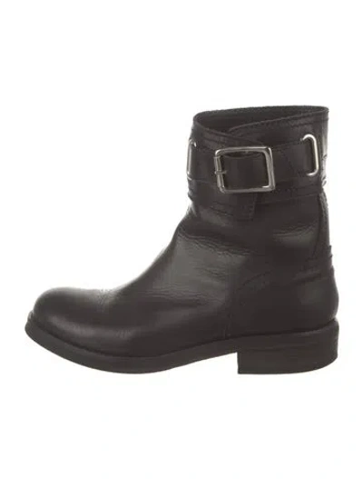 Pre-owned Vanessa Bruno Leather Moto Boots In Black