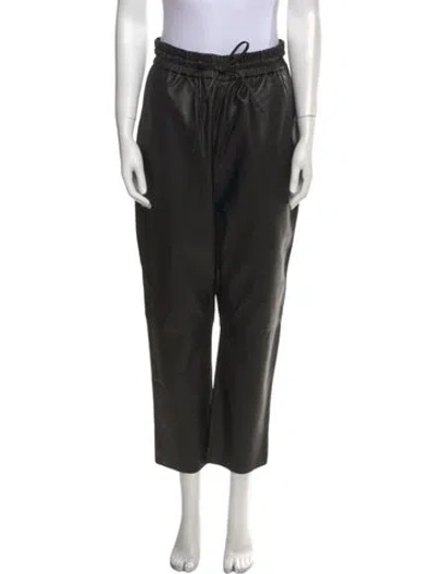 Pre-owned Vanessa Bruno Leather Straight Leg Pants In Gray