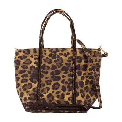 Vanessa Bruno Small Cabas Leopard-print Sequin-embellished Tote Bag In Brown