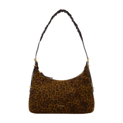 Vanessa Bruno Leopard-print Leather Shoulder Bag In Brown