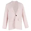 Vanessa Bruno Leto Pinstriped Woven Blazer In White Linen In Pink