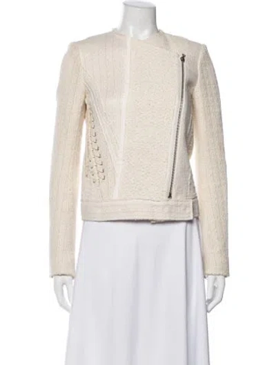 Pre-owned Vanessa Bruno Linen Biker Jacket In Neutral