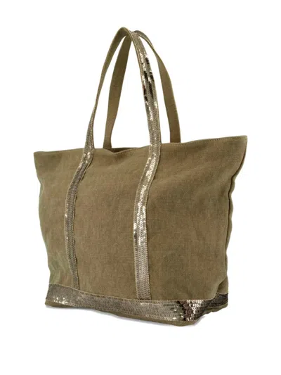 Vanessa Bruno Linen Extra Small Zipped Cabas Tote In Green