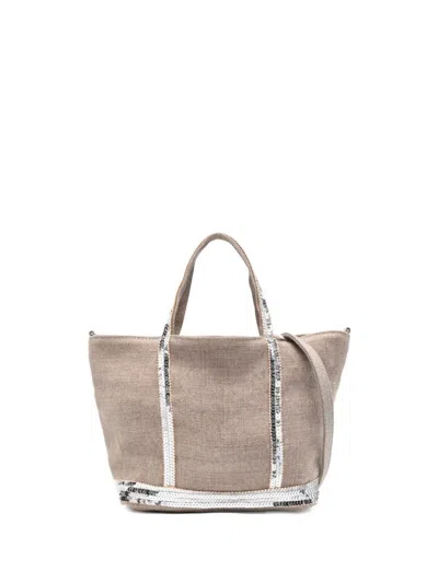 Vanessa Bruno Linen Extra Small Zipped Cabas Tote In Sand