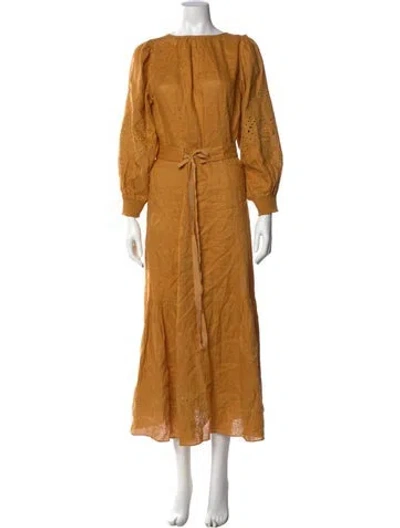 Pre-owned Vanessa Bruno Linen Long Dress In Yellow