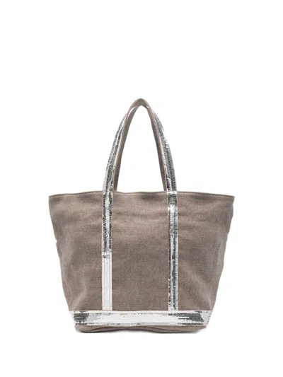 Vanessa Bruno Linen Medium Zipped Cabas Tote In Sand