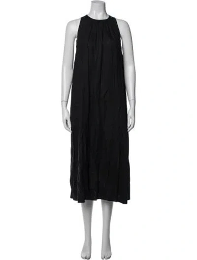 Pre-owned Vanessa Bruno Linen Midi Length Dress In Black