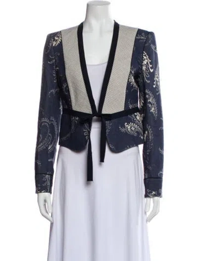 Pre-owned Vanessa Bruno Linen Printed Evening Jacket In Blue