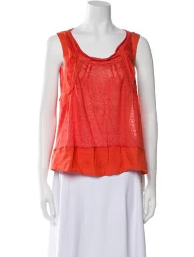 Pre-owned Vanessa Bruno Linen Scoop Neck Top In Pink