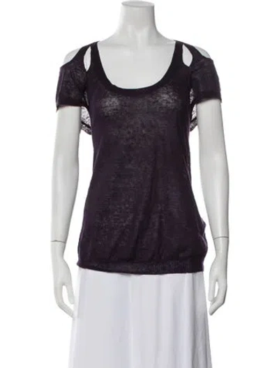 Pre-owned Vanessa Bruno Linen Scoop Neck T-shirt In Purple
